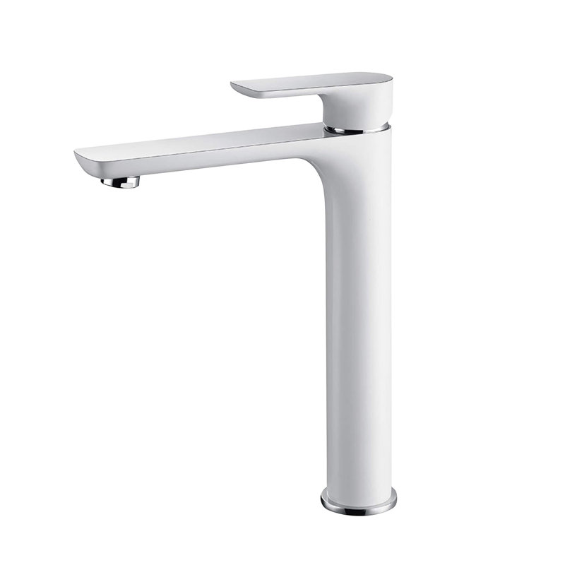 Tender Single-handle Bathroom Faucet with Drain Assembly, Chrome White