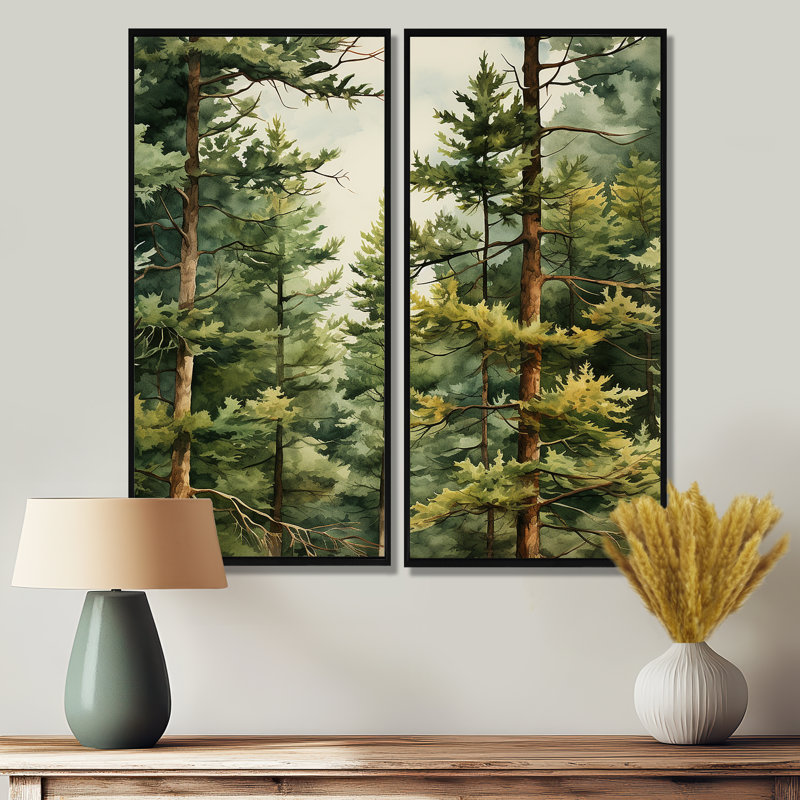 Pine Tree Symphony II - impressions sur toile traditionnelles, H 32 po x l 32 po, Reproduction encadrée sans passe-partout