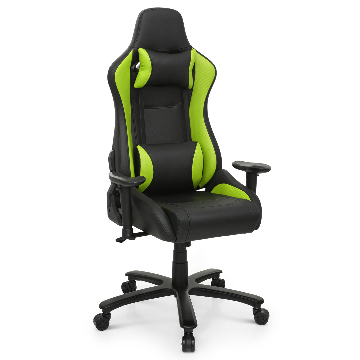 Gaming Chair with Footrest Fabric Inbox Zero Color: Black/Light Green