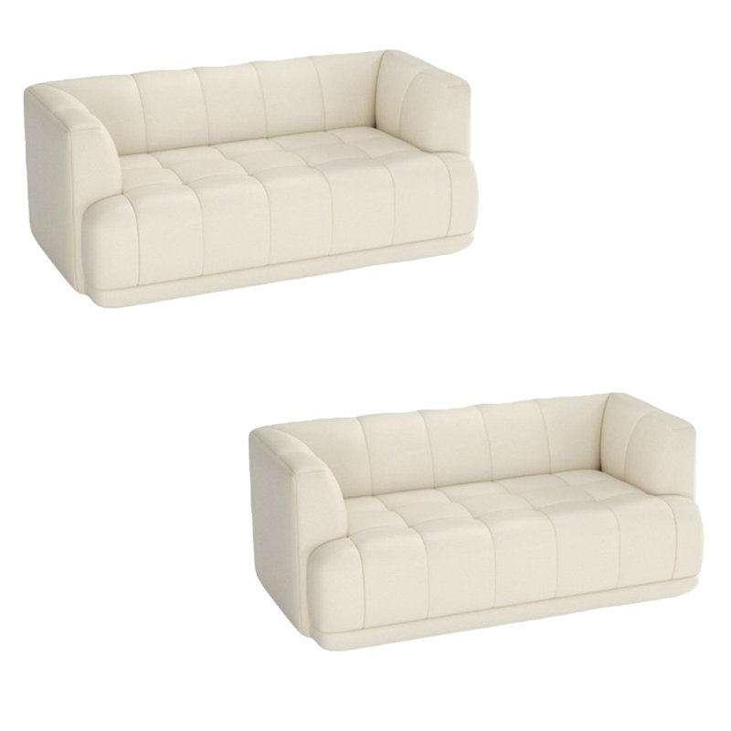 Banc rembourré en similicuir Fashion, Blanc cassé