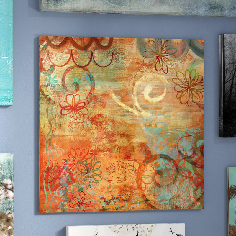 " Happy Days I " by Emily Dunn, 26" H x 26" W x 1.5" D, No Matte, Wrapped Canvas