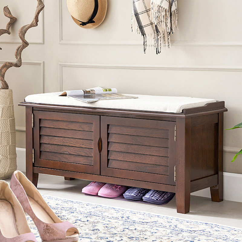  Banc de rangement pour chaussures en tissu noyer, Brun et blanc