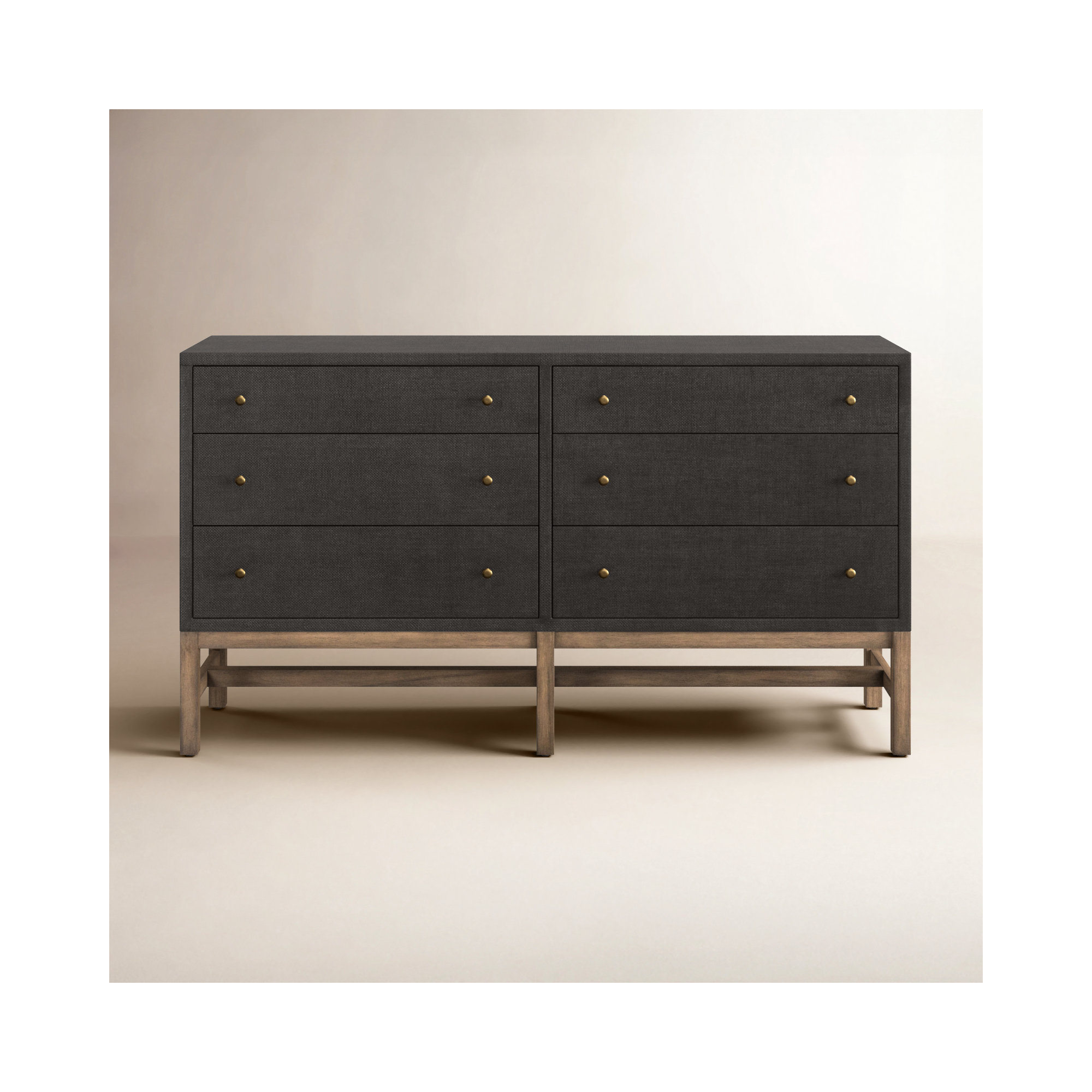 Hakana 6 Drawer Raffia Dresser, Black