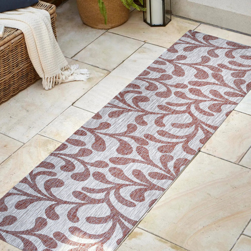 Elsea All Over Indoor/Outdoor Rug, Runner 2'2" x 10', Red/Beige