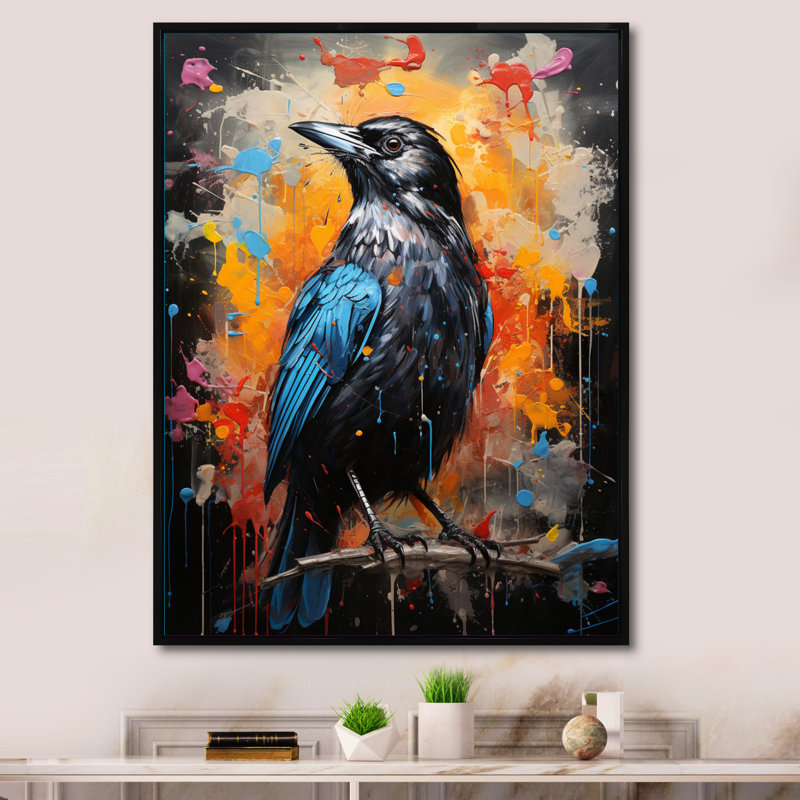 Bawer Crow Popart Royauté III sur impression sur toile, H 20 po x l 12 po x P 1 po, Cadre flottant noir