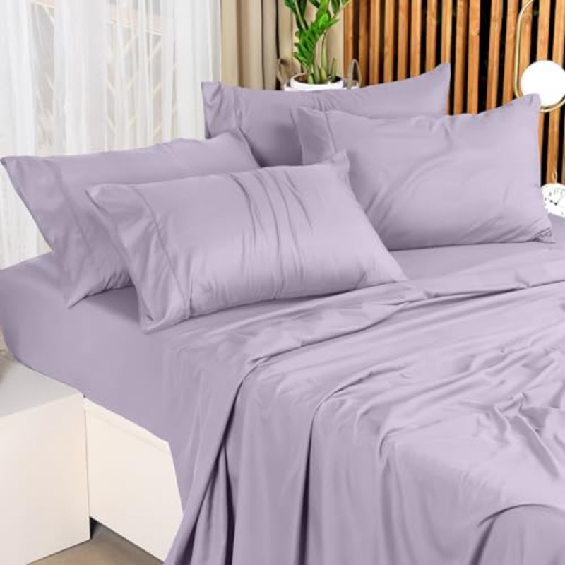 Full Sheet Set – 4 Piece Bed Sheets For Full Size Bed, Soft And Breathable Microfiber, Includes 1 Fitted Sheet, 1 Flat Sheet And 2 Pillowcases (Lavender)
