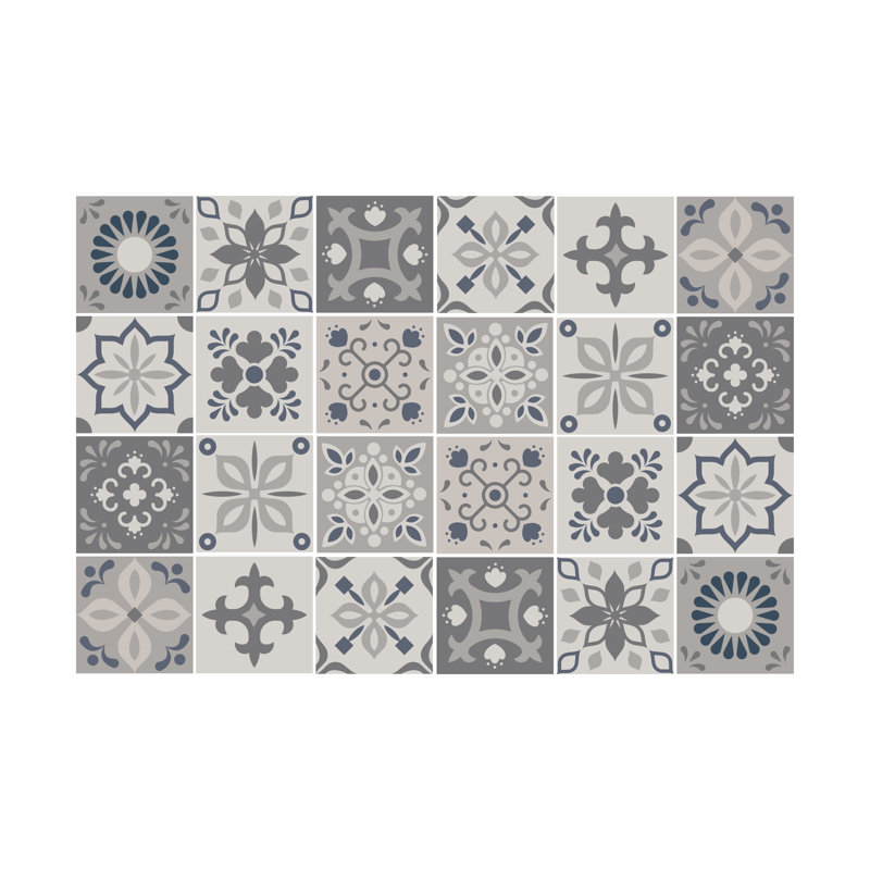 Stewie Marjorelle Moroccan Wall Tile Sticker Set - 15 cm x 15 cm, Light Grey