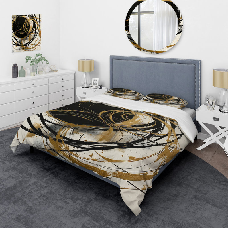 Ensemble de housse de couette en microfibre / polyester noir et doré The Art of Chaos V Bedding