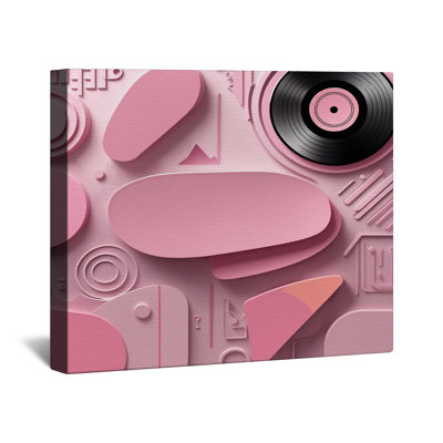 Pink Vinyl Record Abstract Canvas Gallery Wrap in Many Sizes