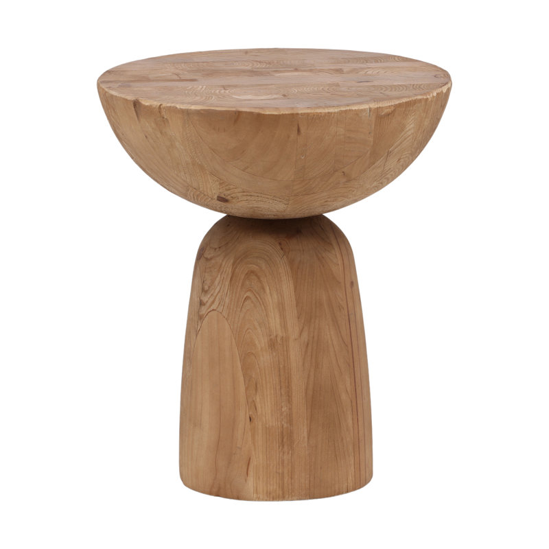 Balak Solid Wood Pedestal End Table, Natural Pine