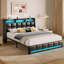 Upholstered Platform Bed Frame with Wingback Headboard, LED Lights & 4 Storage Drawers-1077259074-1092205472-1077259073