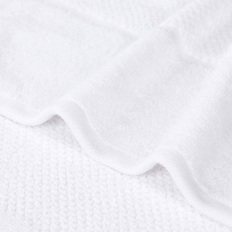 Mile Smart Twist Viscose Cotton Blend Medium Weight Solid Thick Border Towel Set, 8 Piece Towel Set, White