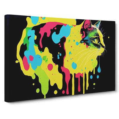 Dripping Paint Cat - Wrapped Canvas Print