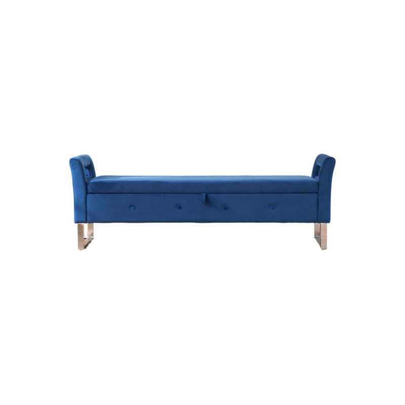 67.89" W Tufted Upholstered Storage Bench, Navy