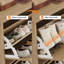 Rangement à chaussures autoportant en bois - 4 tiroirs tournants inclinables - Tablettes réglables et amovibles - Rangement à chaussures étroit et compact - parfait pour l'entrée, le couloir, le salon - chêne naturel-2074183852