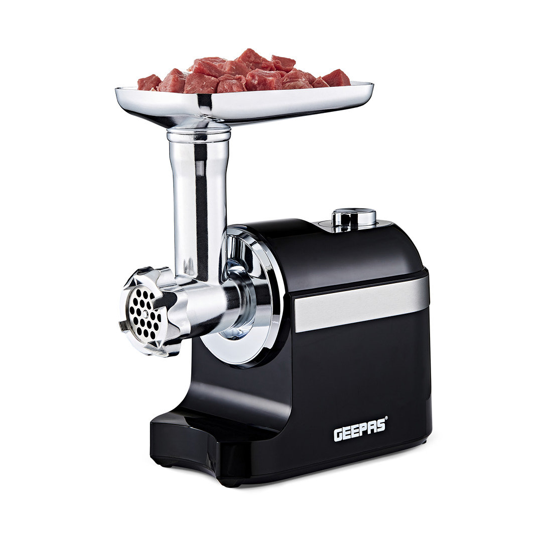 GEEPAS Electric Meat Grinder | Stainless Steel Meat Mincer & Sausage Stuffer, Food Grinding Mincing Machine with Kibbe | 3 Different Cutting Plates, R