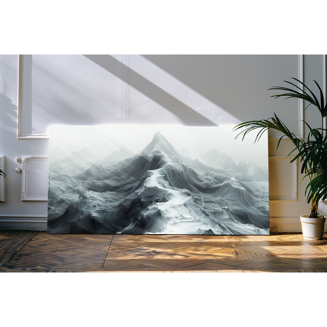 Gerahmtes Bild auf Leinwand 120x60cm Grauer Berge Berggipfel Gipfel Bergspitze