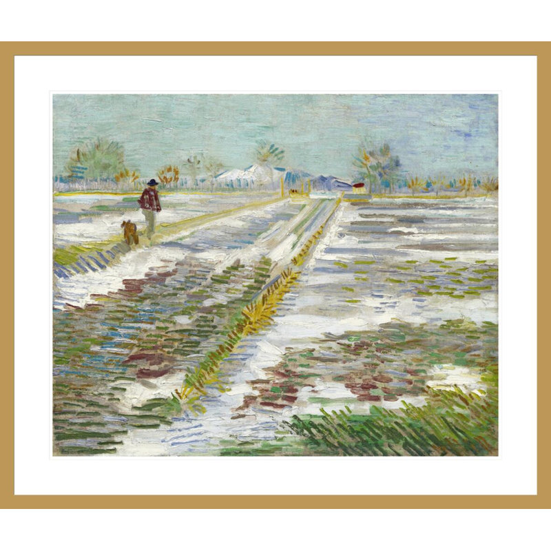 Paysage avec neige (Paysage enneigé) par Vincent van Gogh, impression giclée encadrée, H 33,5 po x l 39,51 po