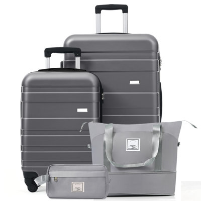 Ensemble de bagages 4 pièces avec bagage à main 20 po, valise à carreaux 28 po, serrure TSA, sac de voyage et trousse de toilette pour voyage organisé