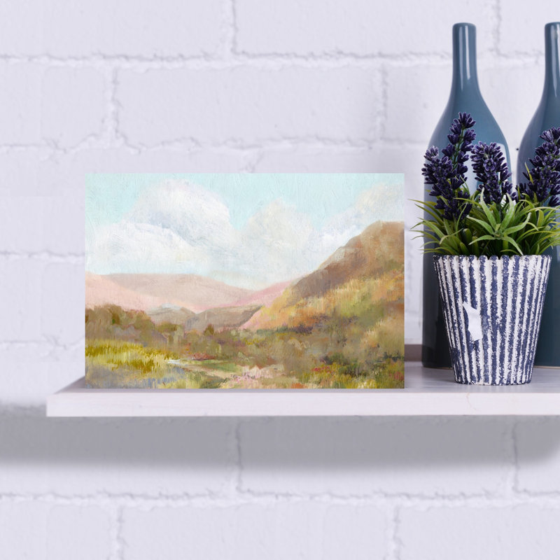 Art mural contemporain contemporain, paysage brumeux, H 12 po x l 18 po