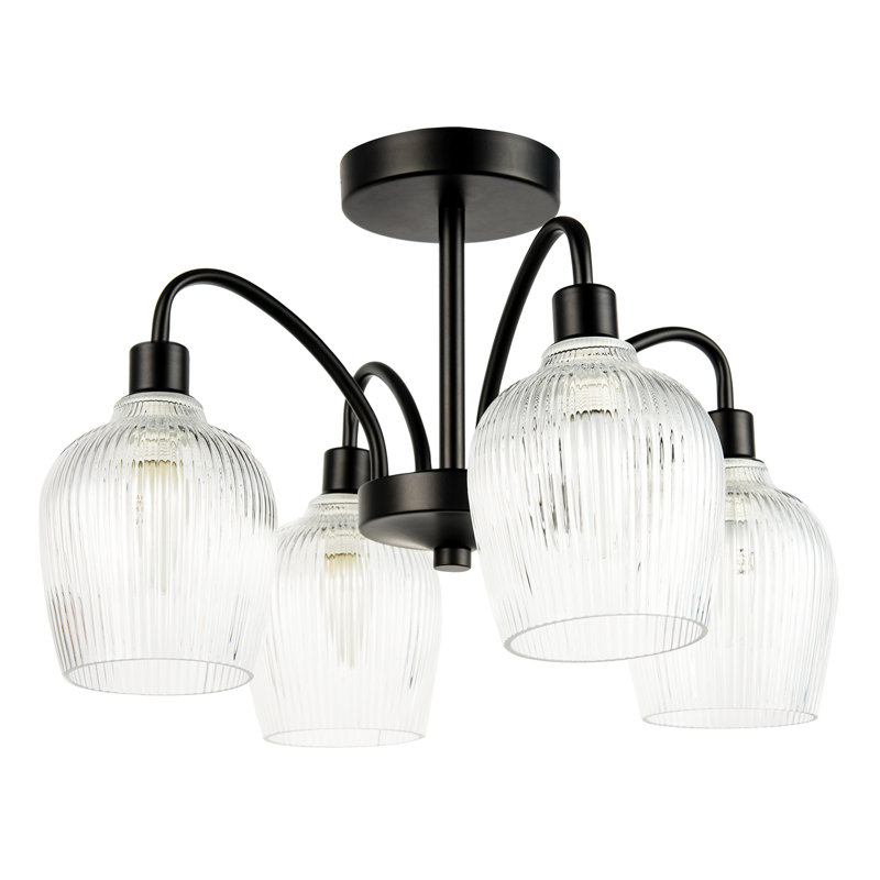Glass Semi Flush Mount, Matte Black
