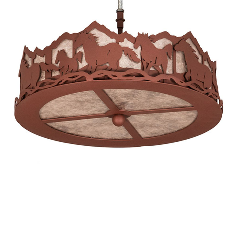Ensemble de ventilateur de plafond 16 po à 3 lumières avec branches rouillées