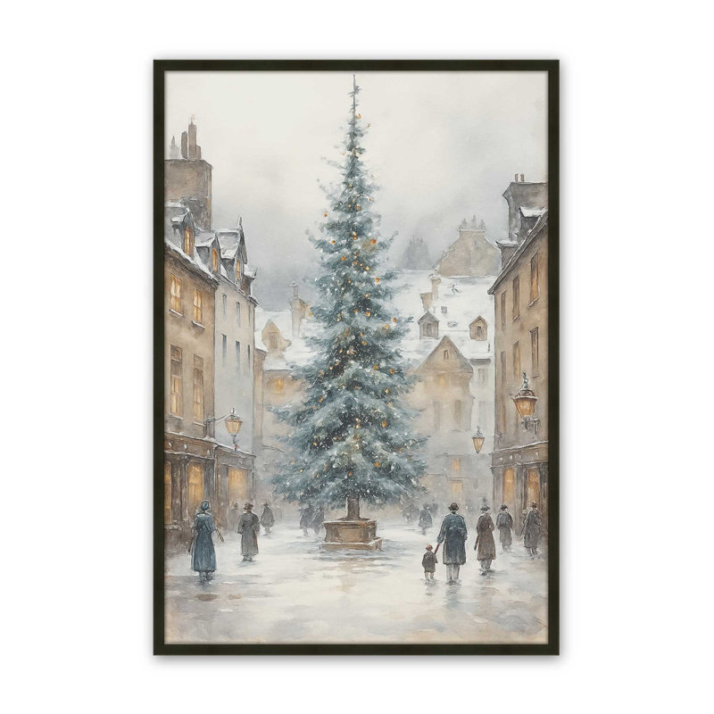 Reproduction d'art lueur de Noël, 16 po x 20 po, Noir satiné