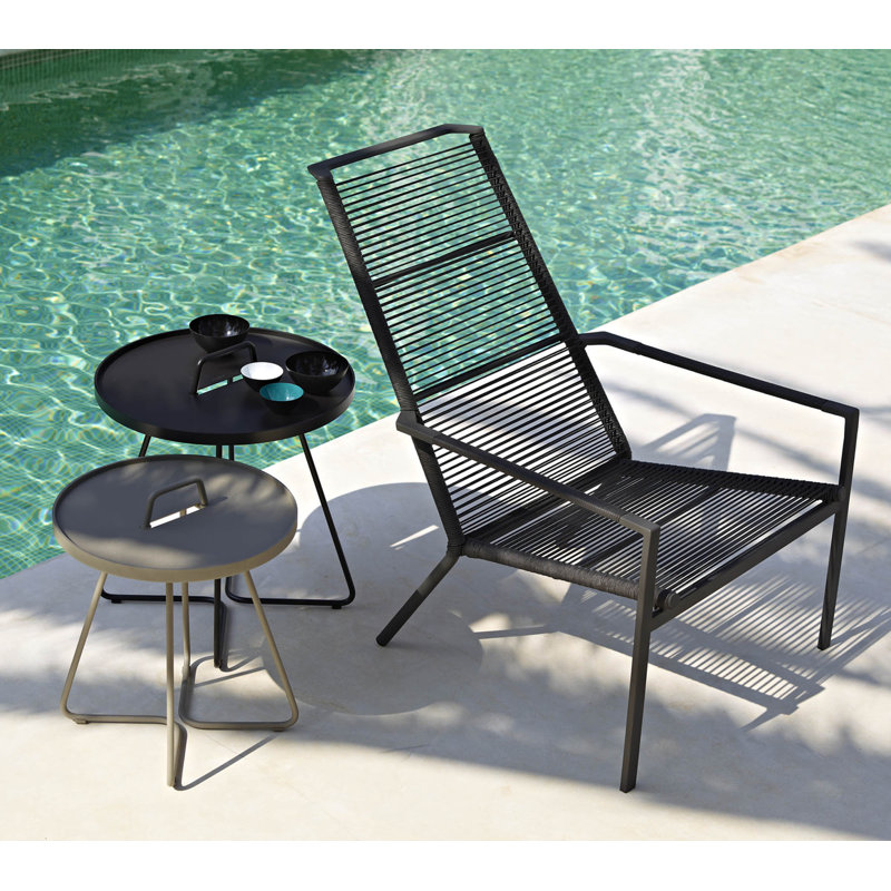 On-the-Move Outdoor Round Side Table, Black, 20.5"
