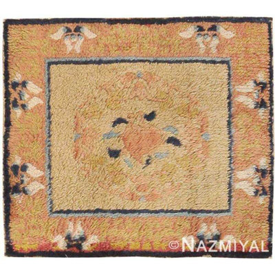 One-of-a-Kind Rectangle 1'9" X 2' 1900s Wool Area Rug in Beige/Orange/Navy