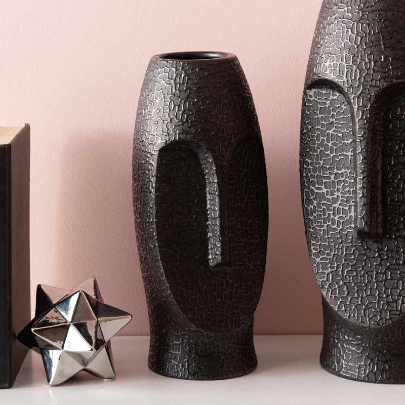Trollinger 31Cm Indoor / Outdoor Ceramic Table Vase, 31cm H x 13.5cm W x 13.5cm D, Black