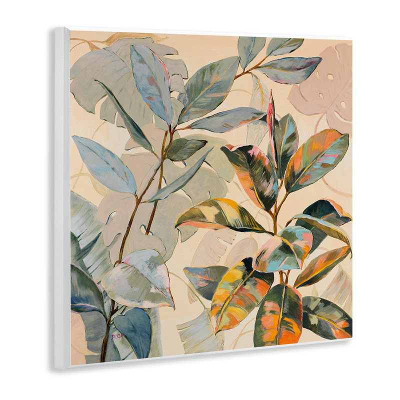 Plaque murale feuilles tropicales aux tons chauds, design par Dusza