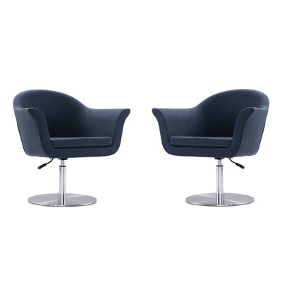 Fauteuil pivotant rembourré en métal tissé bleu-vert Voyager