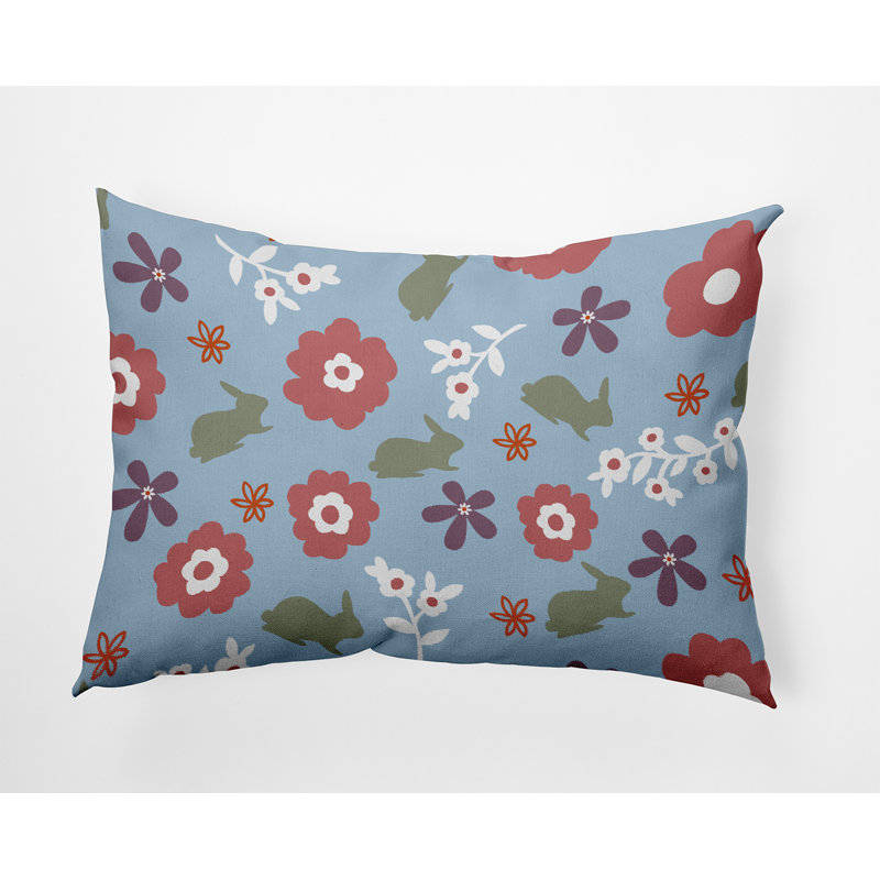 Floral Reversible Throw Pillow, Blue