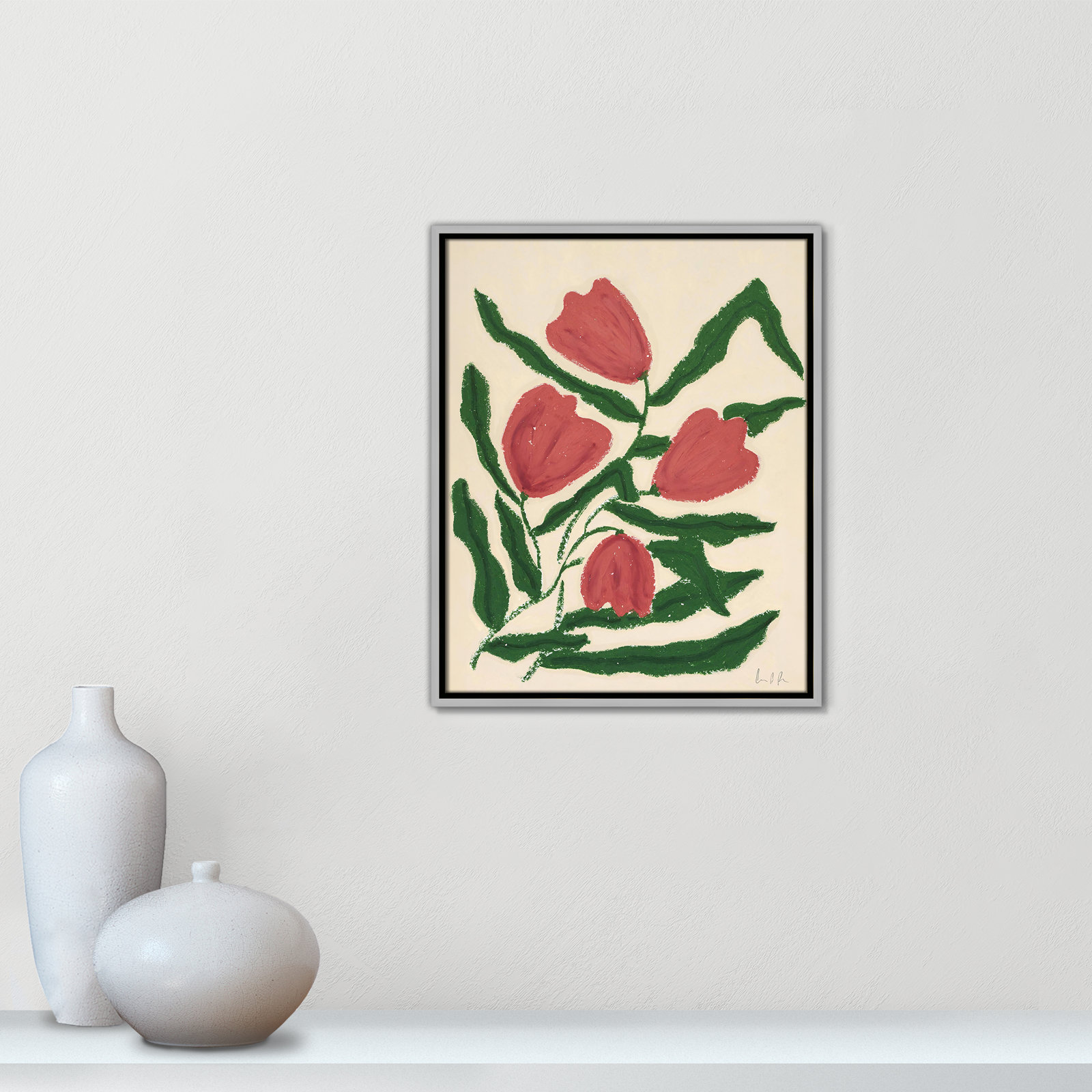 Red Tulips  Print by Camilla Bergqvist, 21.5" H x 17.5" W, Silver