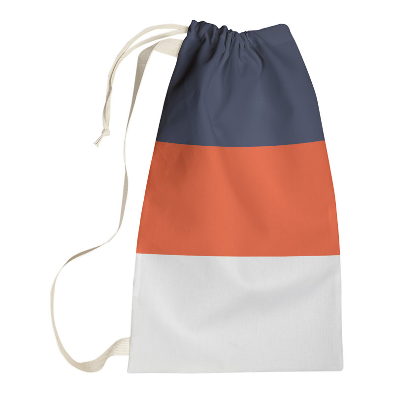 Nashville Fabric Laundry Bag with Handles, Small (29" H x 18" W x 1.5" D), Nashville Blue/Orange/White