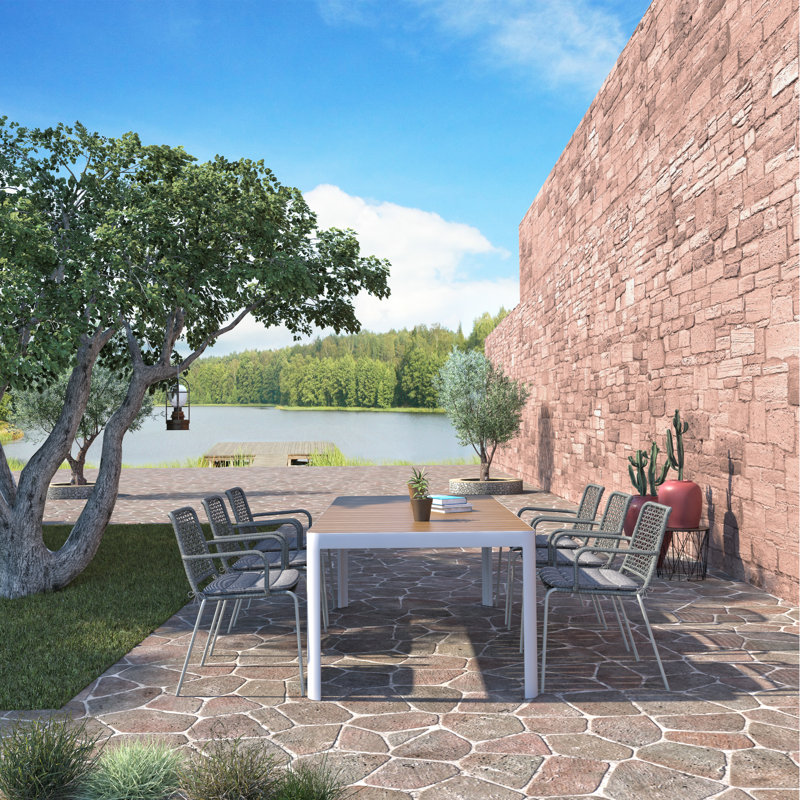 Ensemble repas de patio 7 pièces avec table rectangulaire Anautica - Amazonie