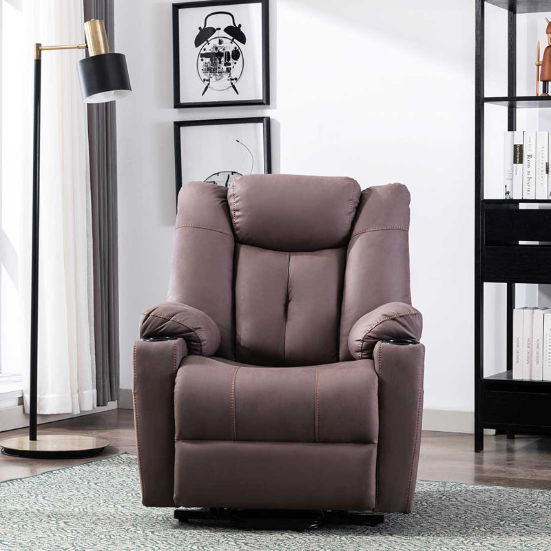 Henreitta Single Motor Lift Assist Recliner with Ottoman, Brown
