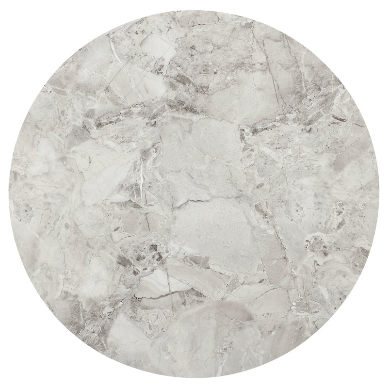 Hodgeman Round Stone Top Metal Base Dining Table, Grey, Black