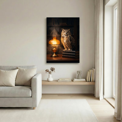 Chouette lampe, reproduction d'art sur toile, ensemble de 1