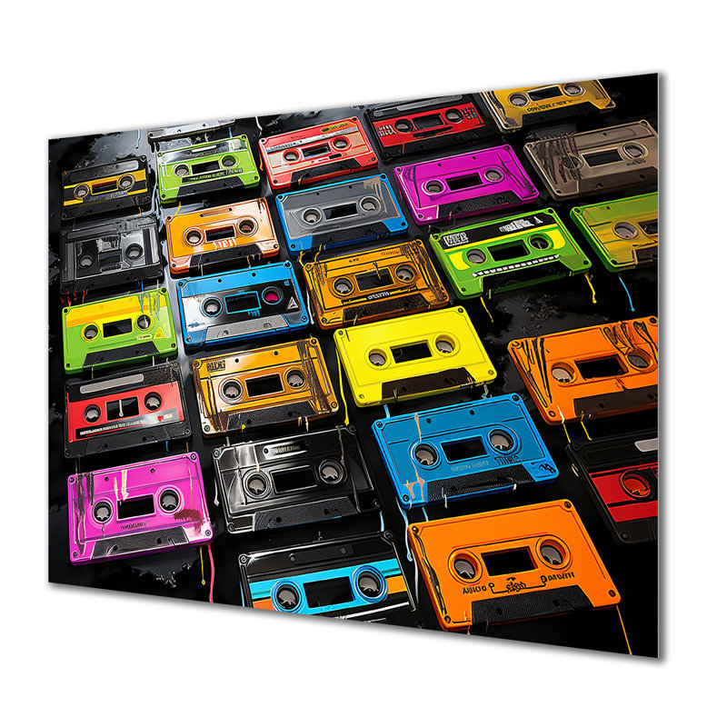 «Retro Futur Melodic Beats II - Cassette Tapes», art mural en métal MT132379, H 12 po x l 20 po x P 1 po
