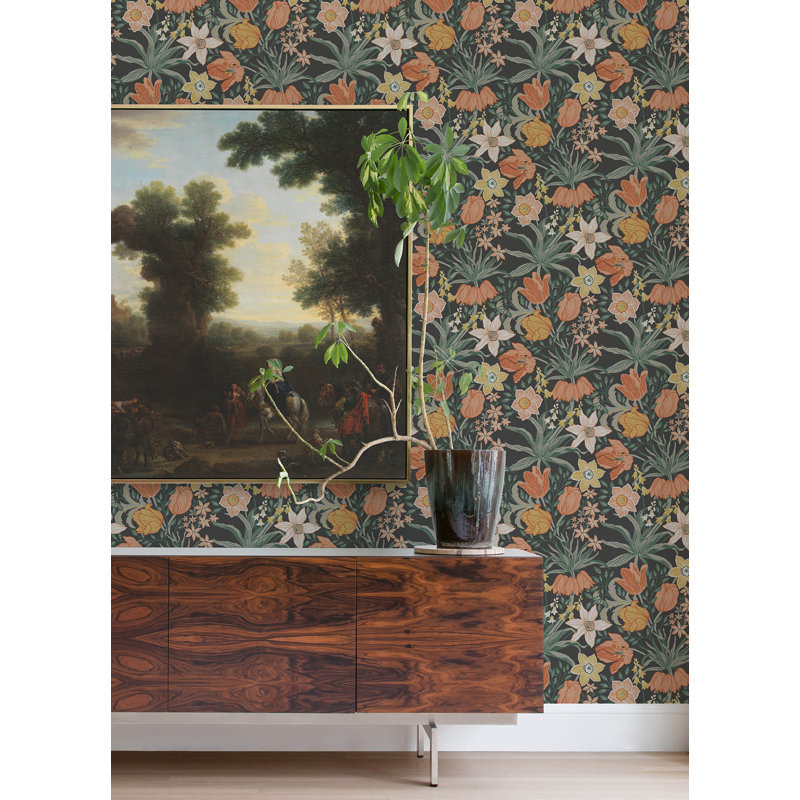 Floral Wallpaper Double Roll, Gray
