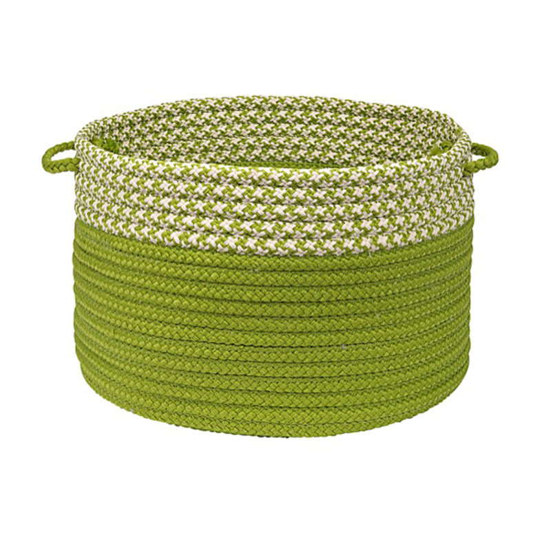 Ariadne Houndstooth Dipped Storage Basket, Lime, 14" H x 24" W x 24" D