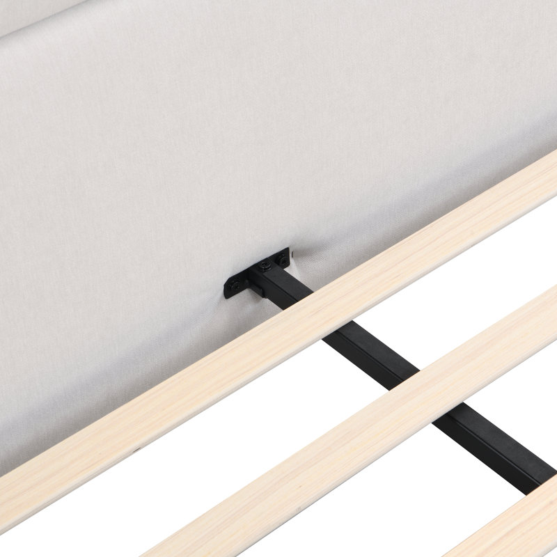 Warrick King Upholstered Platform Bed Frame with Wingback Headboard