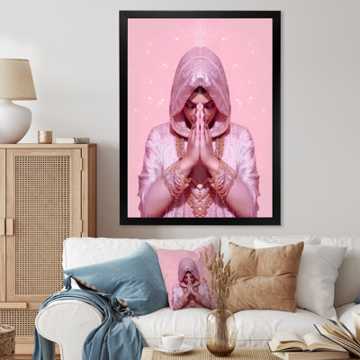 «Namaste Mudra Retro Pink Glam Woman» sur impression sur toile