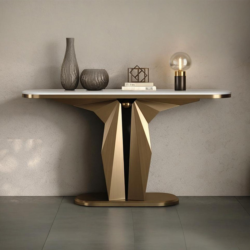Console de style italien simple et luxueuse, H 33,5 po x l 54,3 po x P 13,8 po , Doré