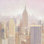 Manhattan dans la brume encadrée par Julia Purinton, peinture