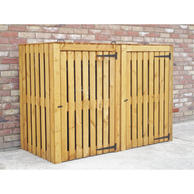 Wheelie Wooden Double Bin Store