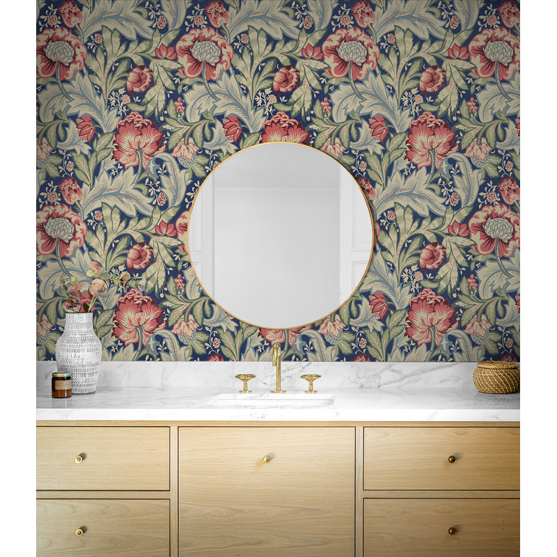 Floral Roll, Marine Blue/Watermelon