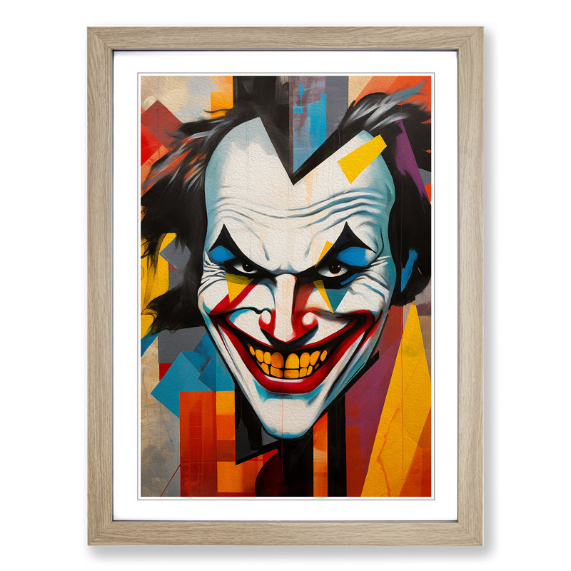 XYZ-FRM-V1223-3912 Joker Constructivism - Single Picture Frame Print on Wood, Oak Framed, 34cm H x 25cm W x 2cm D