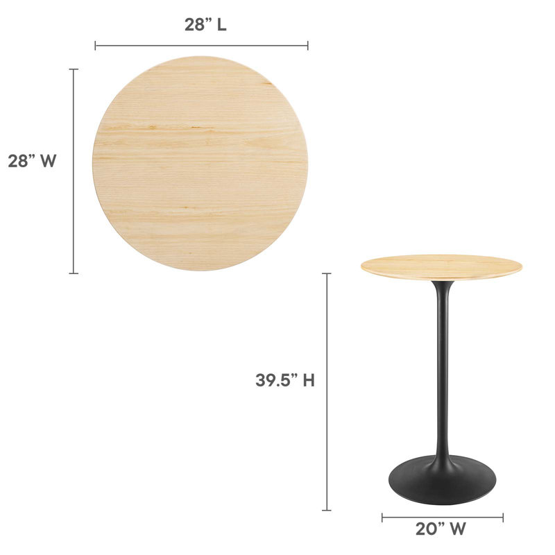 Round Black and Natural Wood Bar Height Table